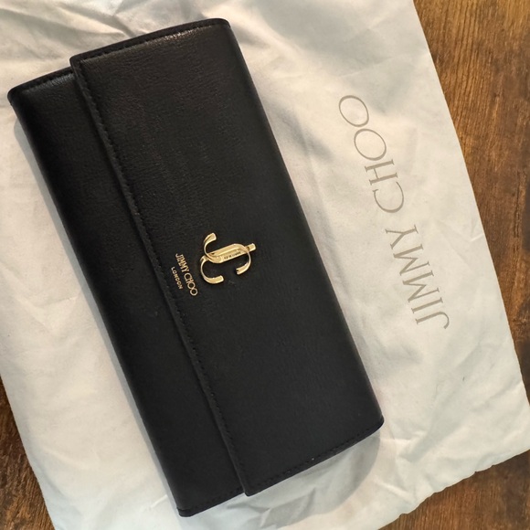 Jimmy Choo Handbags - Jimmy Choo Black Wallet with Gold Accents with dust bag
